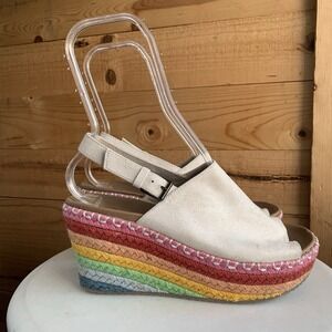 Skechers Women's‎ US Size 9 Luxe Foam Festival Daisy Rainbow Wedge Sandal 3.5" H
